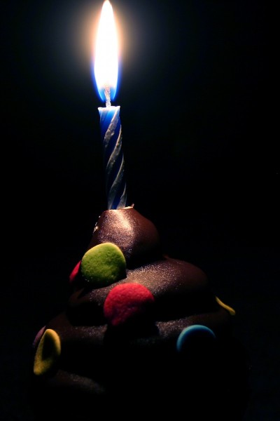 007 // A birthday candle illuminates a delectable cupcake.